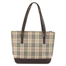 BURBERRY Nova Check Tote Bag Canvas Beige Gold Auth 155295-2