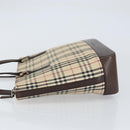BURBERRY Nova Check Tote Bag Canvas Beige Gold Auth 155295-4