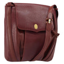 CARTIER Shoulder Bag Leather Bordeaux Gold Auth 155296-1