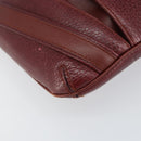 CARTIER Shoulder Bag Leather Bordeaux Gold Auth 155296-15