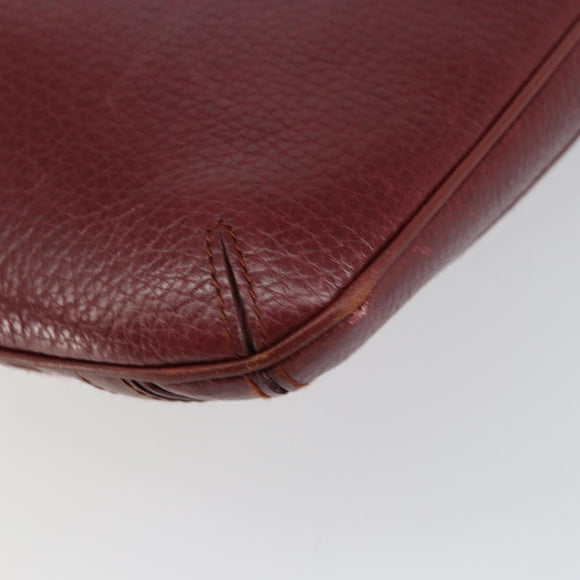 CARTIER Shoulder Bag Leather Bordeaux Gold Auth 155296