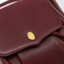 CARTIER Shoulder Bag Leather Bordeaux Gold Auth 155296-18