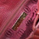 CARTIER Shoulder Bag Leather Bordeaux Gold Auth 155296-11