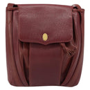 CARTIER Shoulder Bag Leather Bordeaux Gold Auth 155296-13
