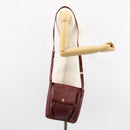 CARTIER Shoulder Bag Leather Bordeaux Gold Auth 155296-23