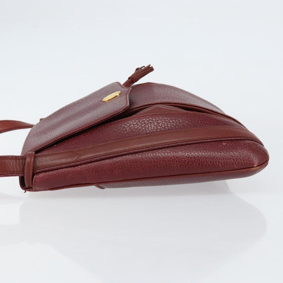 CARTIER Shoulder Bag Leather Bordeaux Gold Auth 155296