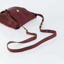 CARTIER Shoulder Bag Leather Bordeaux Gold Auth 155296-7