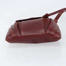 CARTIER Shoulder Bag Leather Bordeaux Gold Auth 155296-5