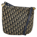 Christian Dior Trotter Canvas Shoulder Bag Navy Gold Auth 155297-1