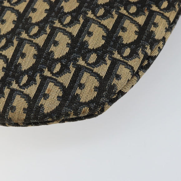 Christian Dior Trotter Canvas Shoulder Bag Navy Gold Auth 155297