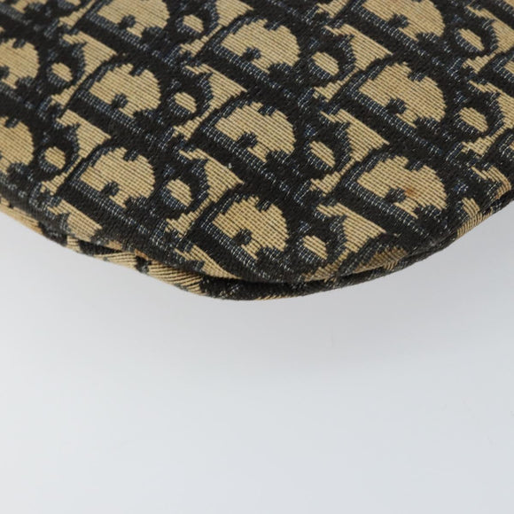 Christian Dior Trotter Canvas Shoulder Bag Navy Gold Auth 155297