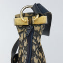 Christian Dior Trotter Canvas Shoulder Bag Navy Gold Auth 155297-14
