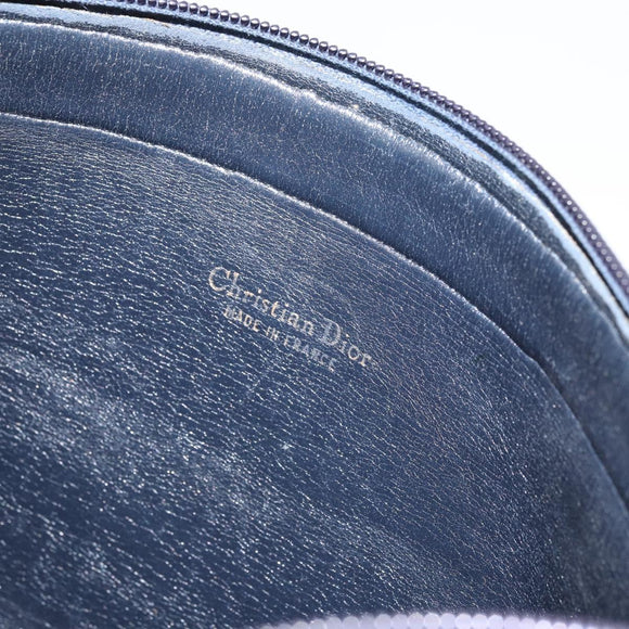 Christian Dior Trotter Canvas Shoulder Bag Navy Gold Auth 155297