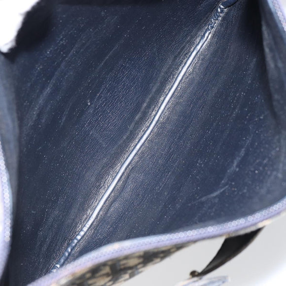 Christian Dior Trotter Canvas Shoulder Bag Navy Gold Auth 155297