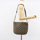Christian Dior Trotter Canvas Shoulder Bag Navy Gold Auth 155297-19