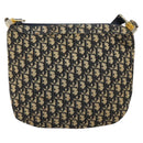 Christian Dior Trotter Canvas Shoulder Bag Navy Gold Auth 155297-2
