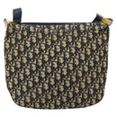 Christian Dior Trotter Canvas Shoulder Bag Navy Gold Auth 155297-3