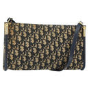 Christian Dior Trotter Canvas Shoulder Bag Navy Gold Auth 155298-1
