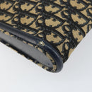 Christian Dior Trotter Canvas Shoulder Bag Navy Gold Auth 155298-13