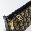 Christian Dior Trotter Canvas Shoulder Bag Navy Gold Auth 155298-14