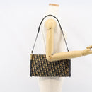 Christian Dior Trotter Canvas Shoulder Bag Navy Gold Auth 155298-18