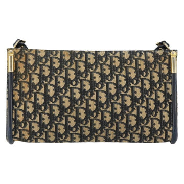 Christian Dior Trotter Canvas Shoulder Bag Navy Gold Auth 155298 - 0