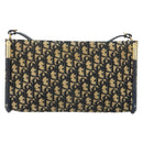 Christian Dior Trotter Canvas Shoulder Bag Navy Gold Auth 155298-3