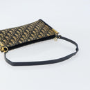Christian Dior Trotter Canvas Shoulder Bag Navy Gold Auth 155298-7