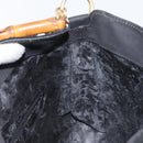 GUCCI Bamboo Hand Bag Suede 2way Black Gold 001 2404 1638 Auth 155302-20