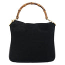 GUCCI Bamboo Hand Bag Suede 2way Black Gold 001 2404 1638 Auth 155302-13