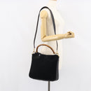 GUCCI Bamboo Hand Bag Suede 2way Black Gold 001 2404 1638 Auth 155302-23
