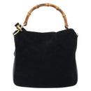 GUCCI Bamboo Hand Bag Suede 2way Black Gold 001 2404 1638 Auth 155302-2