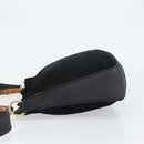 GUCCI Bamboo Hand Bag Suede 2way Black Gold 001 2404 1638 Auth 155302-4