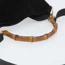 GUCCI Bamboo Hand Bag Suede 2way Black Gold 001 2404 1638 Auth 155302-7