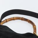 GUCCI Bamboo Hand Bag Suede 2way Black Gold 001 2404 1638 Auth 155302-14