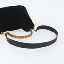 GUCCI Bamboo Hand Bag Suede 2way Black Gold 001 2404 1638 Auth 155302-8