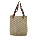 GUCCI GG Supreme Web Sherry Line Tote Bag PVC Beige Red 40 02 003 Auth 155303-2