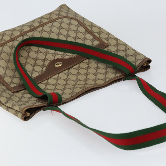 GUCCI GG Supreme Web Sherry Line Tote Bag PVC Beige Red 40 02 003 Auth 155303