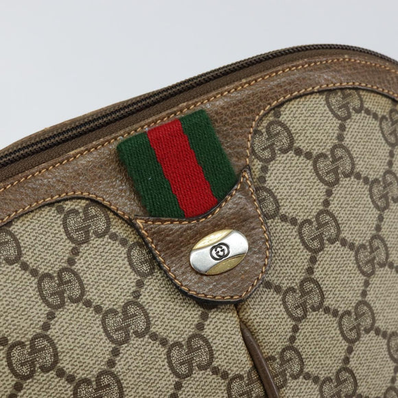 GUCCI GG Supreme Web Sherry Line Bag PVC Beige Gold 904 02 047 Auth 155304