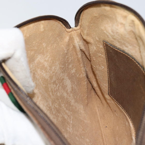 GUCCI GG Supreme Web Sherry Line Bag PVC Beige Gold 904 02 047 Auth 155304