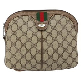 GUCCI GG Supreme Web Sherry Line Bag PVC Beige Gold 904 02 047 Auth 155304 - 0