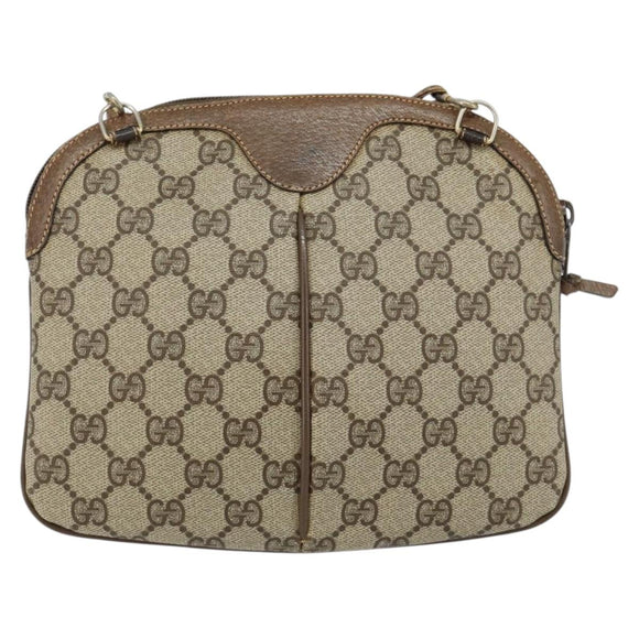 GUCCI GG Supreme Web Sherry Line Bag PVC Beige Gold 904 02 047 Auth 155304