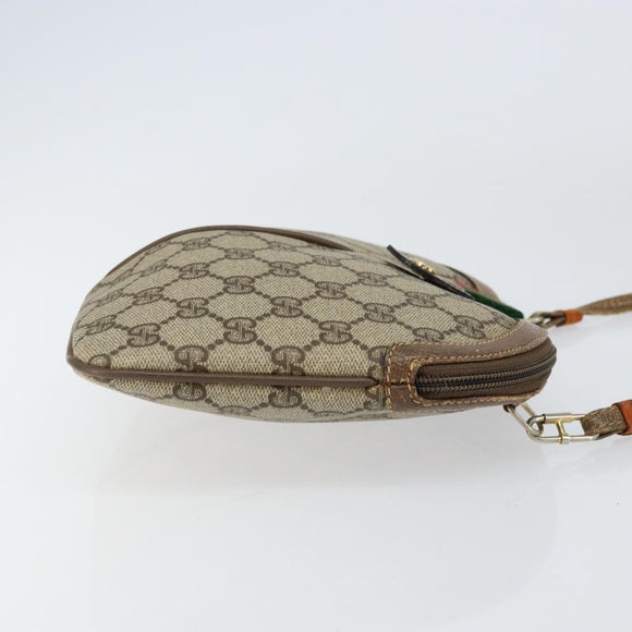 GUCCI GG Supreme Web Sherry Line Bag PVC Beige Gold 904 02 047 Auth 155304