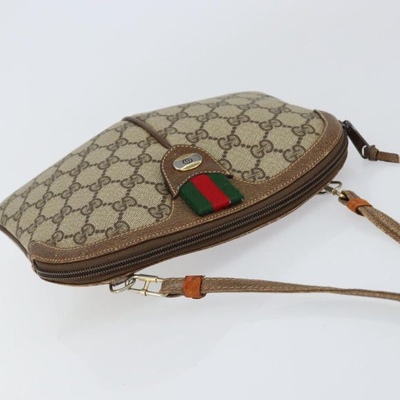 GUCCI GG Supreme Web Sherry Line Bag PVC Beige Gold 904 02 047 Auth 155304