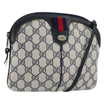 GUCCI GG Supreme Sherry Line Shoulder Bag PVC Navy Gold 904 02 047 Auth 155305