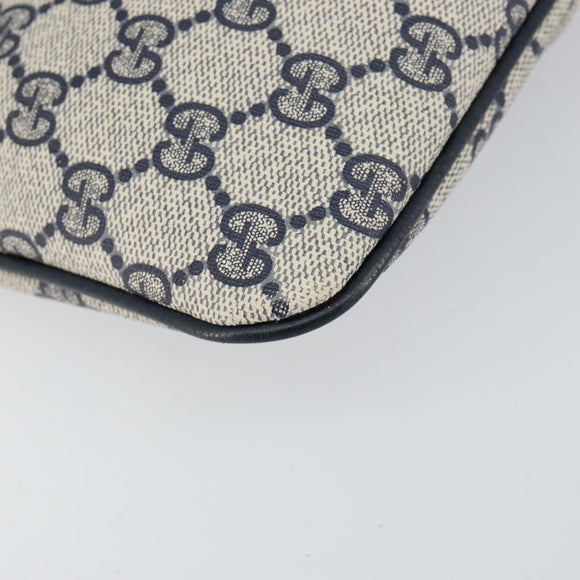 GUCCI GG Supreme Sherry Line Shoulder Bag PVC Navy Gold 904 02 047 Auth 155305