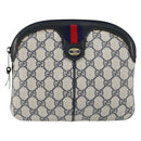 GUCCI GG Supreme Sherry Line Shoulder Bag PVC Navy Gold 904 02 047 Auth 155305-2