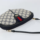 GUCCI GG Supreme Sherry Line Shoulder Bag PVC Navy Gold 904 02 047 Auth 155305-6