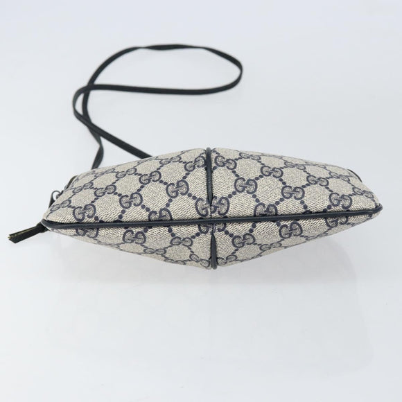 GUCCI GG Supreme Sherry Line Shoulder Bag PVC Navy Gold 904 02 047 Auth 155305