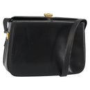 GUCCI Shoulder Bag Leather Black Gold Auth 155306-1